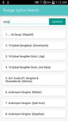 Ruzgar Lyrics Search android App screenshot 0